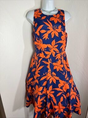 J. Crew Navy Dress with Bright Orange Floral Print